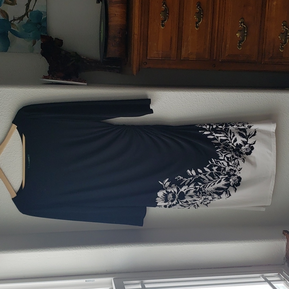 Ralph Lauren Black and White Floral Work Dress
